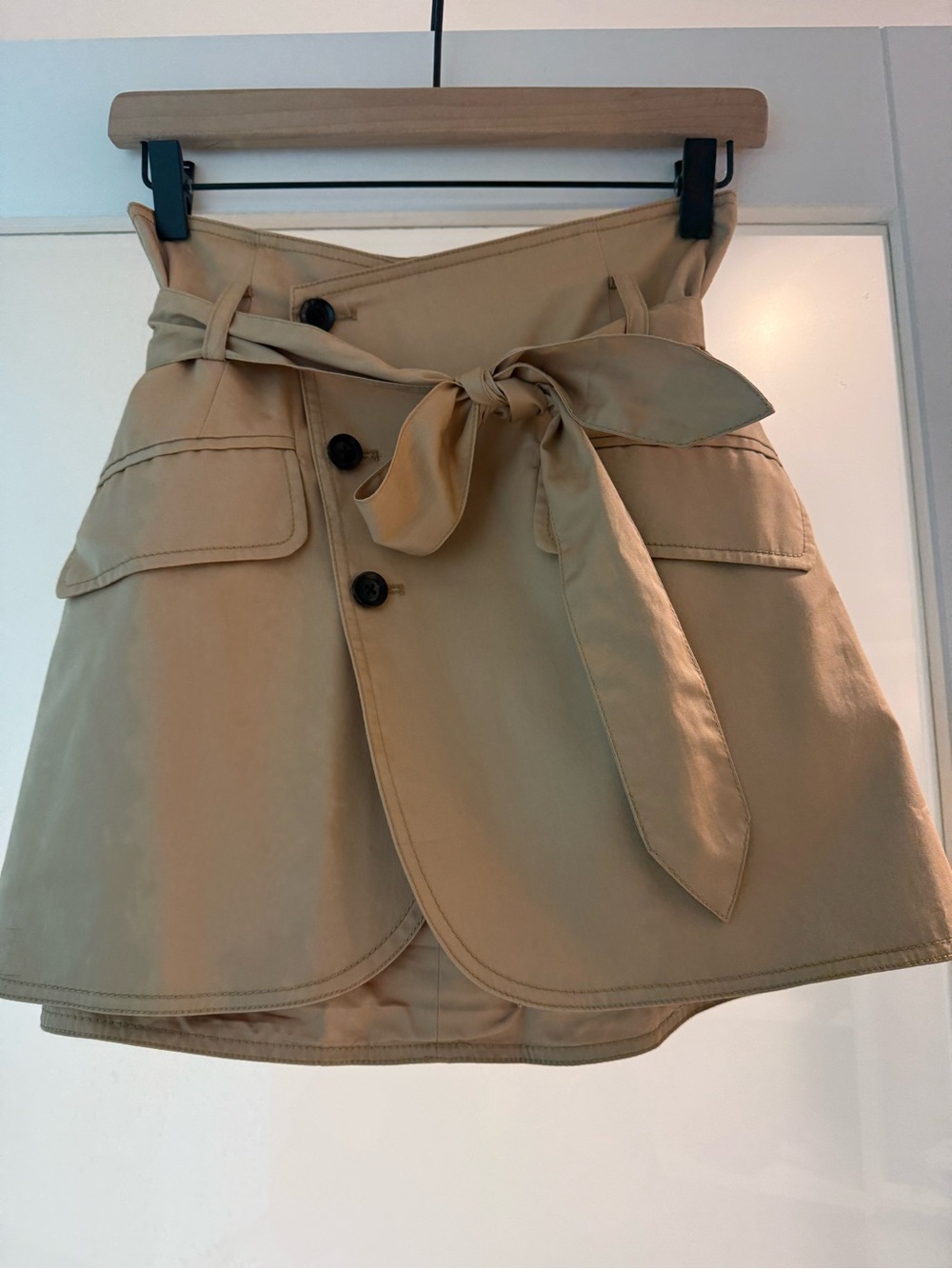 Marissa Webb Tan Tie-Waist Mini Skirt